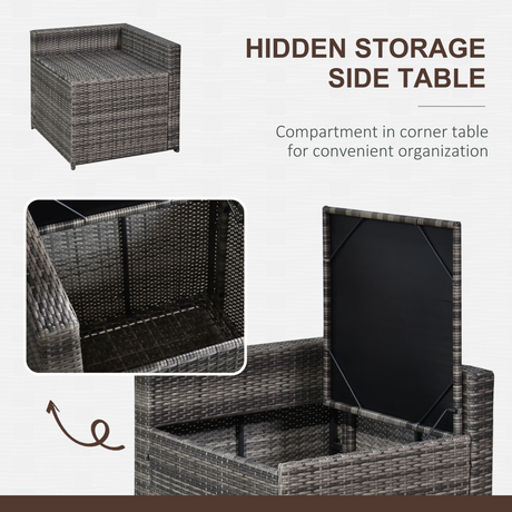 Outsunny Grey Rattan Sofa Set cushion detail