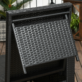 Outsunny 5-Level Adjustable Rattan Sun Lounger Set with Storage Footstools & Glass Side Table – Black