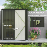 Metal Garden Shed with Lockable Door & Sloped Roof – Galvanised Steel Tool Storage, 161.5 x 94.5cm, Black