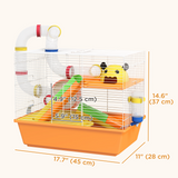 Hamster Cage with Running Wheel, Ramps, Platforms and Hut – Small Pet Cage for Dwarf Hamsters and Gerbils
