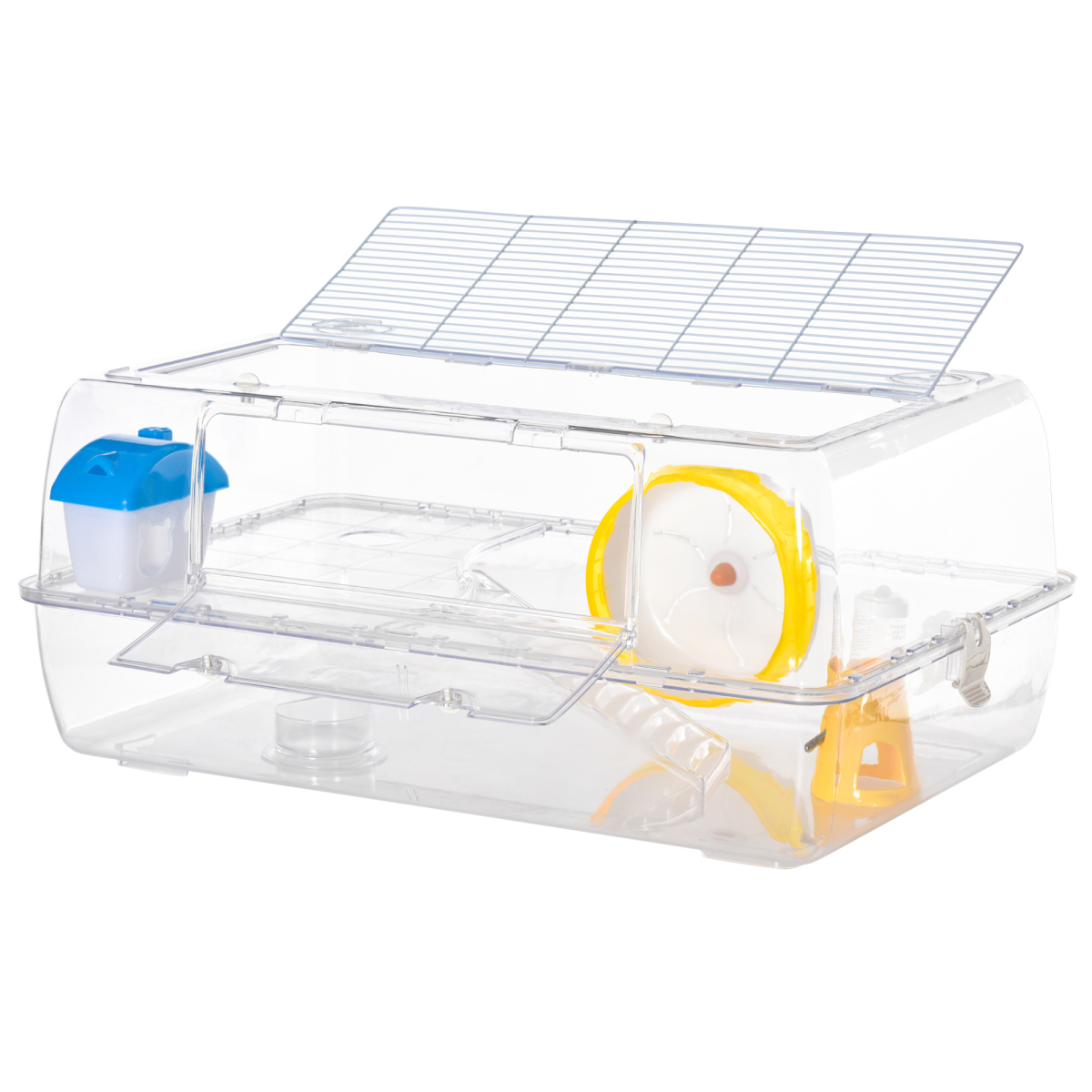 PawHut Portable 2-Storey Hamster Cage with Running Wheel, Drinker & Feeding Bowl – Small Animal Habitat