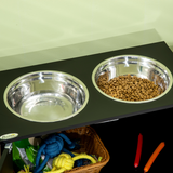 PawHut Raised Dog Bowls with Storage Cabinet – Elevated Feeding Station Stand for Large Dogs, Black