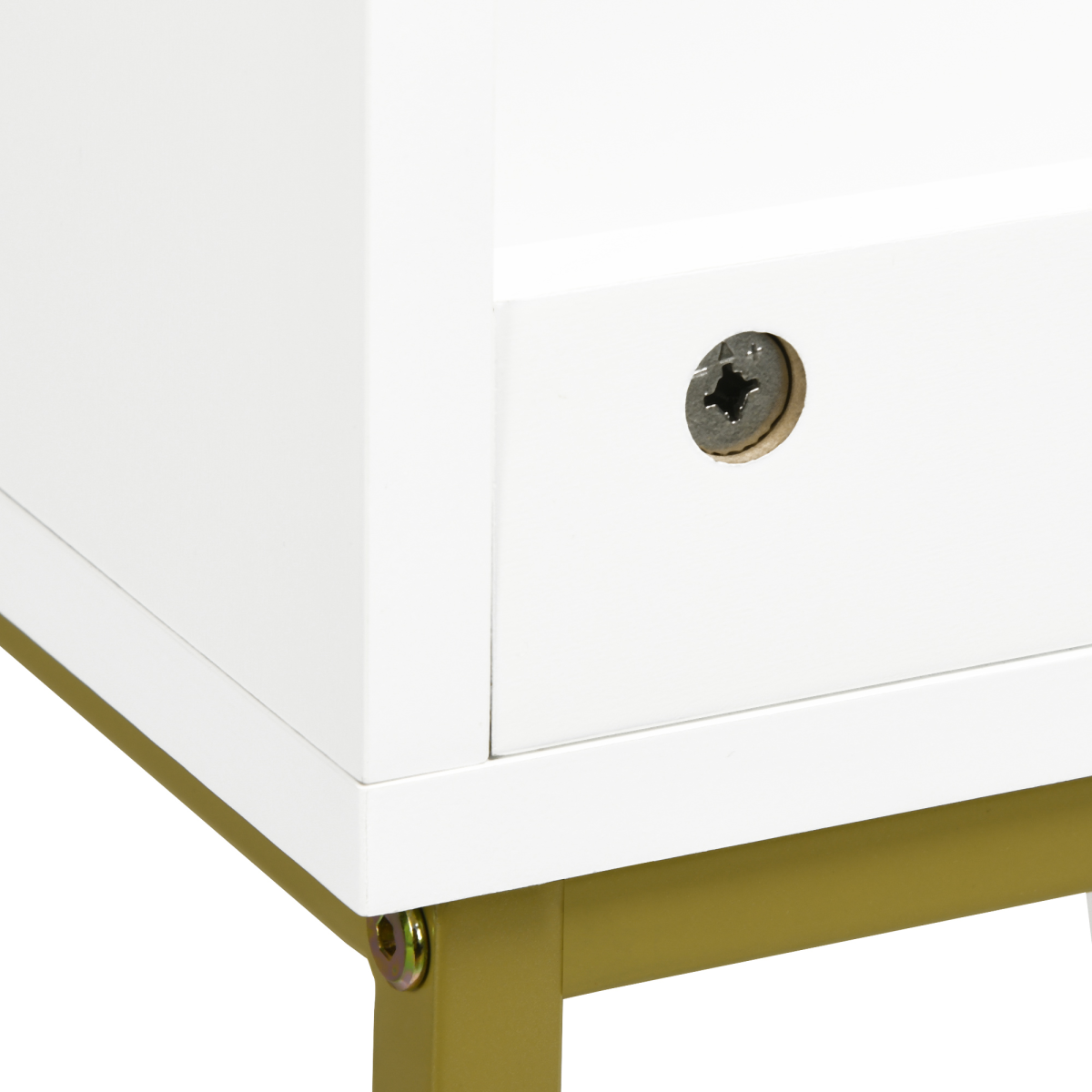 kleankin Under Sink Bathroom Cabinet with Double Doors & U-Shaped Cut-Out – Storage, White & Gold