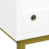 kleankin Under Sink Bathroom Cabinet with Double Doors & U-Shaped Cut-Out – Storage, White & Gold