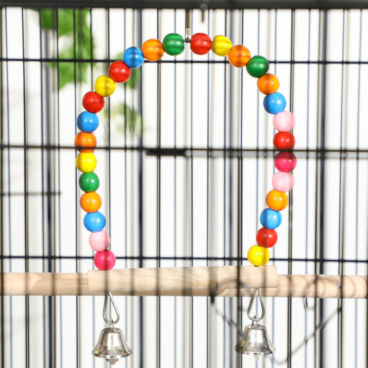 PawHut Bird Cage with Stand, Wheels, Toys & Swing – Steel Cage for Budgies, Finches, Canaries & Parakeets