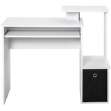 HOMCOM Computer Desk with Sliding Keyboard Tray, Drawer and Shelf – Compact Home Office Workstation, White
