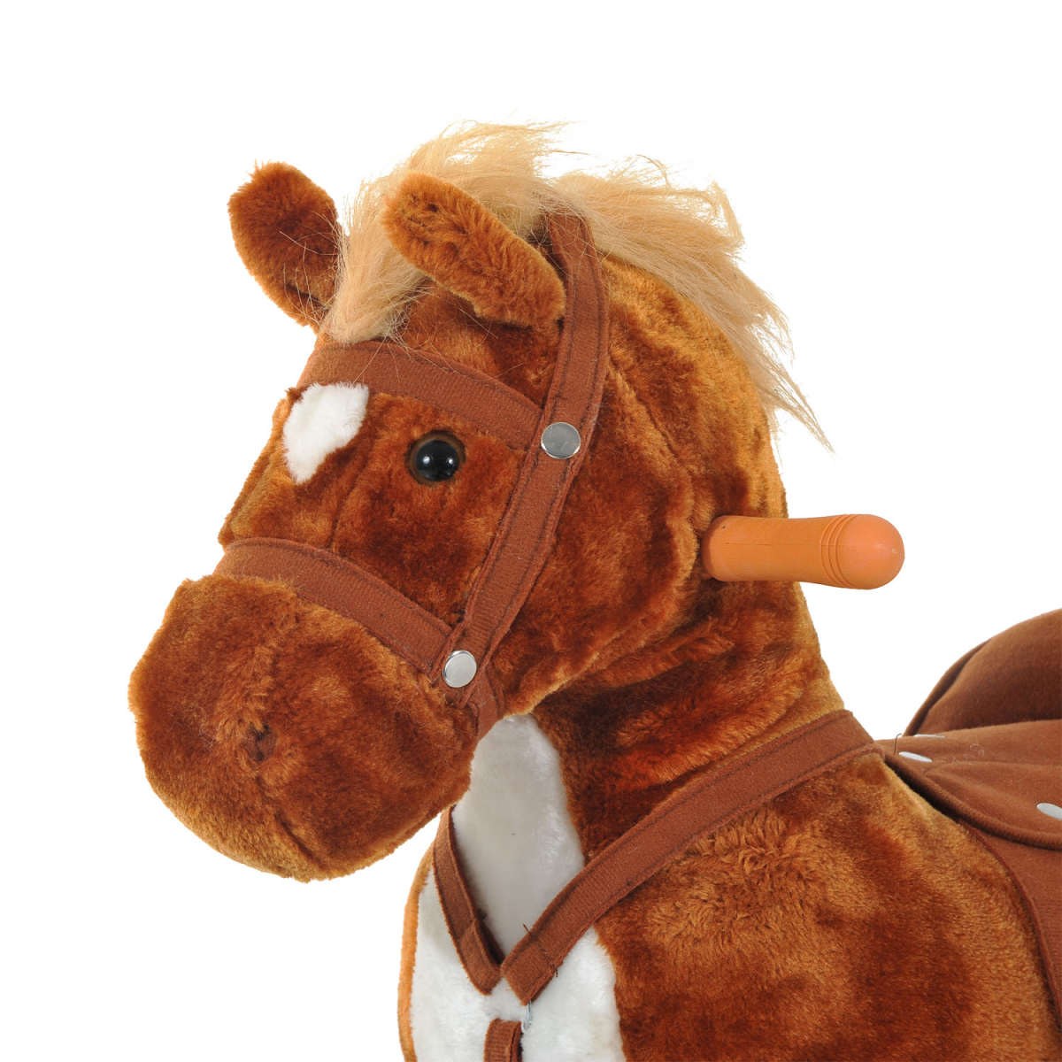 HOMCOM Rocking Horse Ride-On with Sounds, Plush Body and Rolling Wheels – Kids Toy for Ages 3+