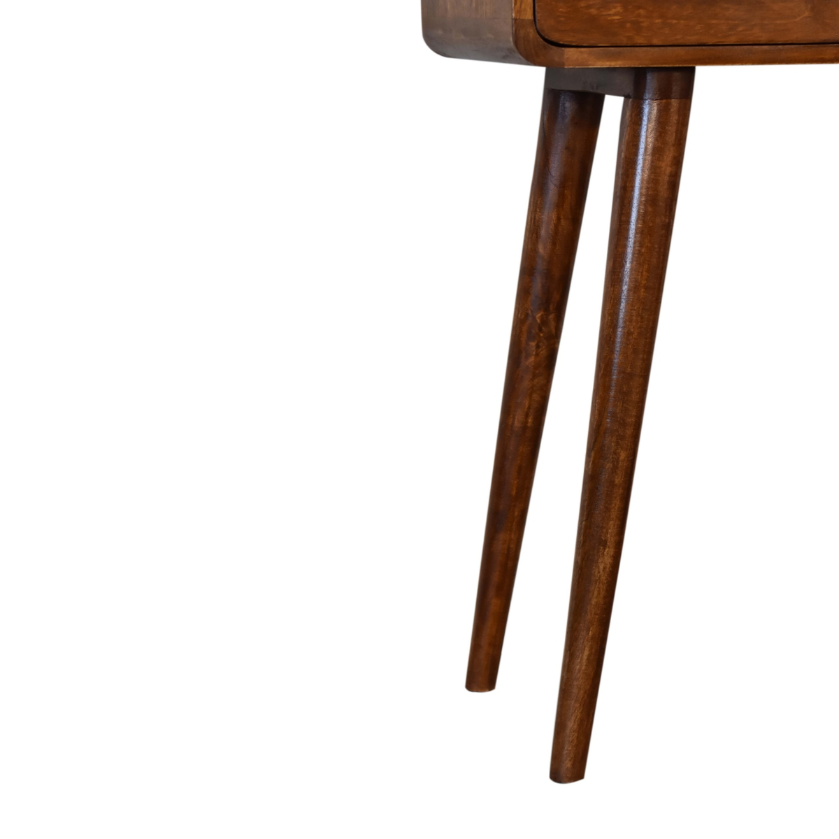 Artisan Furniture Solid Wood Mini Curved Console Table with 2 Drawers & Open Slot – Chestnut, Brown