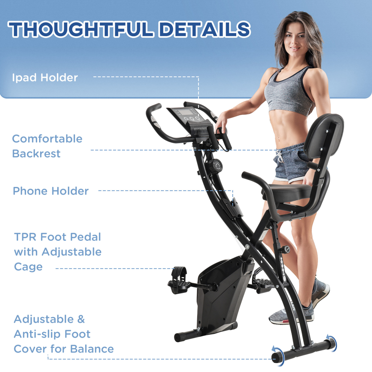 HOMCOM 2-in-1 Folding Exercise Bike with 8 Resistance Levels, LCD Monitor & Pulse Sensor – Upright, Recumbent, Black