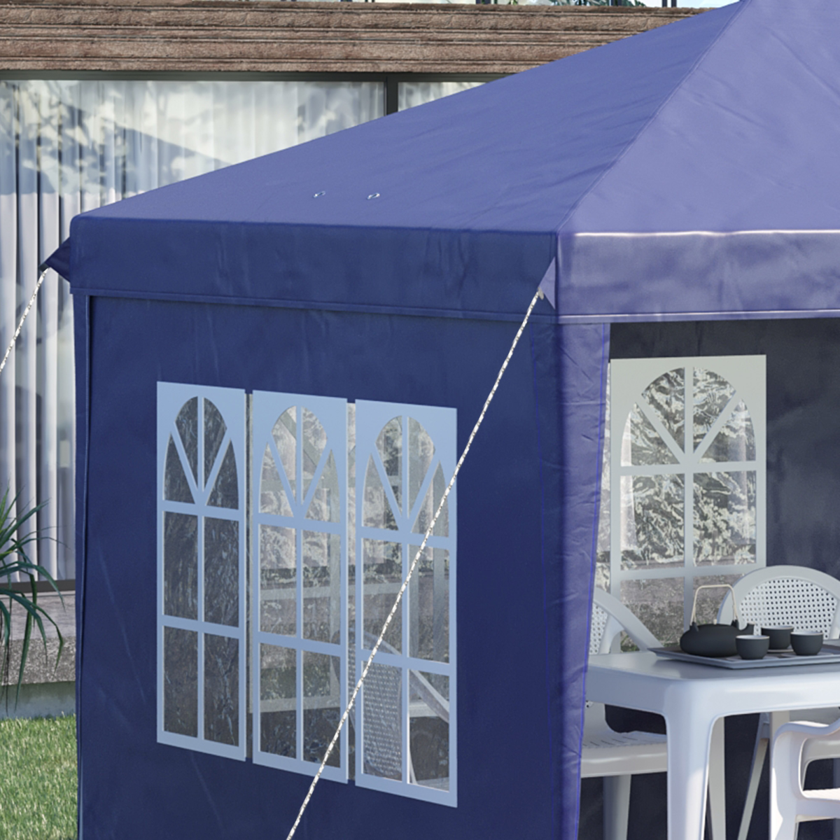 Outsunny 3x6m Heavy-Duty Gazebo Marquee Party Tent with 4 Removable Walls & Steel Frame – Garden Events, Blue