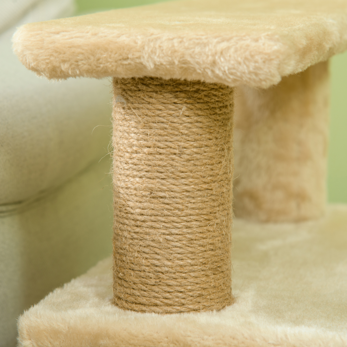 PawHut 4-Step Dog Stairs for Bed with Cat House & Detachable Cover – Pet Steps, Beige