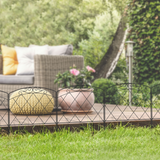Outsunny Outdoor Picket Fence Panels, 61cm x 3m, with Arched Top & Swirl Design – Garden Border Edging, Black