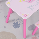 HOMCOM 3-Piece Kids Princess Table and Chair Set with Crown Backs – Pink Play Furniture for Ages 2-4