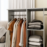 HOMCOM Mobile Double Open Wardrobe with 2 Hanging Rails and Wheels – Bedroom Clothes Storage, Grey