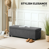 Storage Ottoman Bench with 84L Storage, Padded Seat & Steel Frame – Corduroy Upholstered Storage Bench, Grey