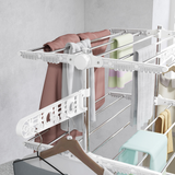 HOMCOM 4-Tier Folding Clothes Airer Rail with Wheels – Indoor Garment Drying Stand, White and Silver