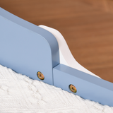 HOMCOM Kids Star & Balloon Toddler Bed with Guardrails & Slats – Blue and White, Ages 3-6