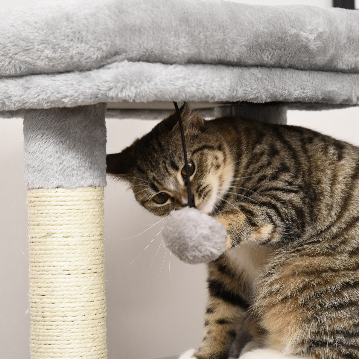 Pawhut Multi-Level Cat Tree with Sisal Scratching Posts, Padded Bed & Hanging Toy – Climbing Activity Centre