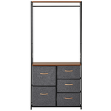HOMCOM 175 x 83cm Freestanding Coat Rack with Steel Frame, Hanging Rail and Drawers – Black/Brown