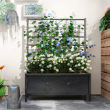 Outsunny Galvanised Steel Trellis Planter with Diamond Design & Drainage Holes – Climbing Plant Support, Black