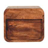Artisan Furniture Solid Mango Wood Mini Wall Mounted Bedside Table, 1 Drawer and Open Slot, Honey Caramel