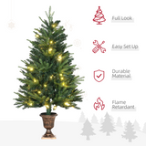 HOMCOM 4ft Pre-Lit Entrance Christmas Tree with 80 LEDs & Vase Base – Festive Porch Decoration