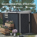 Outsunny 7.6x4ft Galvanised Steel Garden Storage Shed with Window, Vents & Lockable Door, Dark Grey