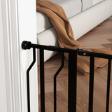 PawHut Wide Pressure-Fit Dog Gate with Door, 75–95cm Adjustable – Stair and Doorway Pet Barrier, Black