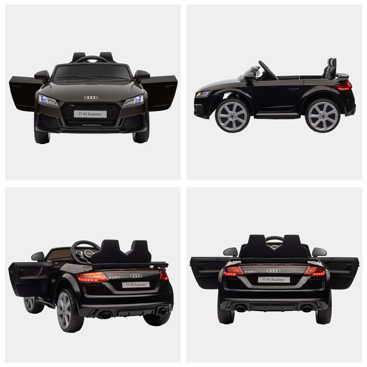 HOMCOM 12V Licensed Audi TT RS Electric Ride-On Car with Remote Control, Headlights & MP3 Player – Kids Car, Black