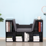 HOMCOM Sideboard Bookcase with Reading Seat, Cushions and Six Storage Cubes – Kids and Adults Storage Unit, Black