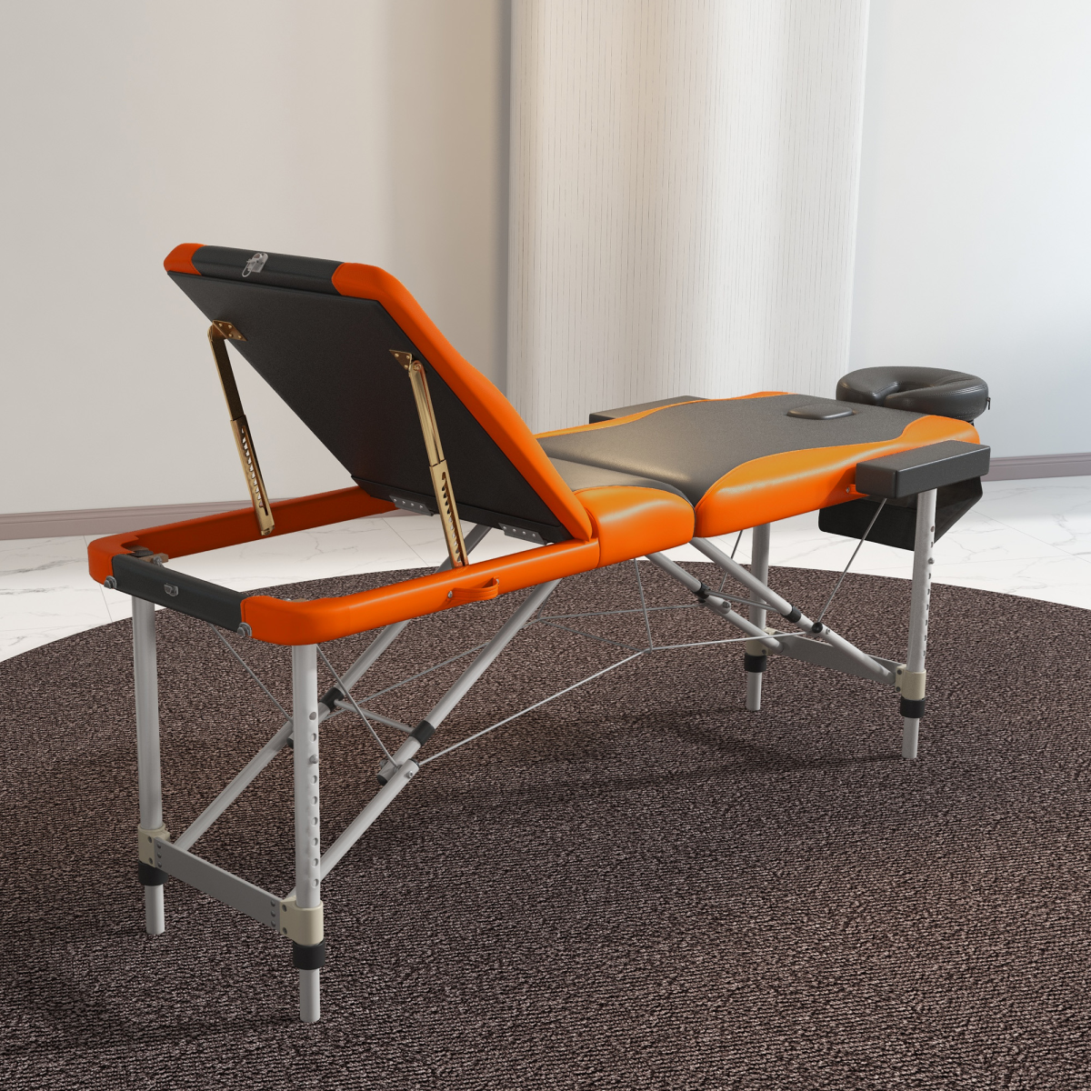 HOMCOM Portable Folding Massage Table with Face Rest & Carry Bag – Lightweight Aluminium, Orange