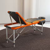 HOMCOM Portable Folding Massage Table with Face Rest & Carry Bag – Lightweight Aluminium, Orange
