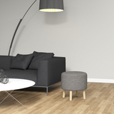HOMCOM Round Storage Ottoman with Cushioned Top & Hidden Space – Footstool, Light Grey