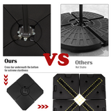Outsunny HD Polyethylene Parasol Base – Four-Piece Sand or Water Fillable Cross Base, Black