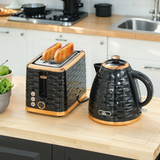 Pebbled 1.7L Fast Boil Kettle & 2-Slice Toaster Set – Matching Breakfast Duo with Textured Finish