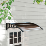 Outsunny Curved Polycarbonate Door & Window Canopy Awning, UV and Water Resistant – Brown