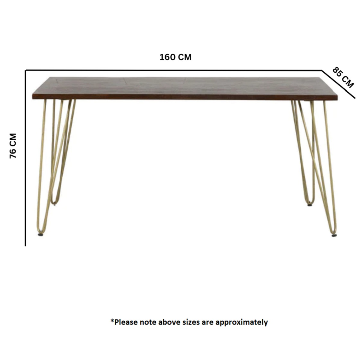 Solid Wood Dining Table with Dark Gold Metal Inlay – Modern Dining Room Centrepiece