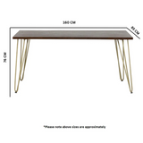 Solid Wood Dining Table with Dark Gold Metal Inlay – Modern Dining Room Centrepiece