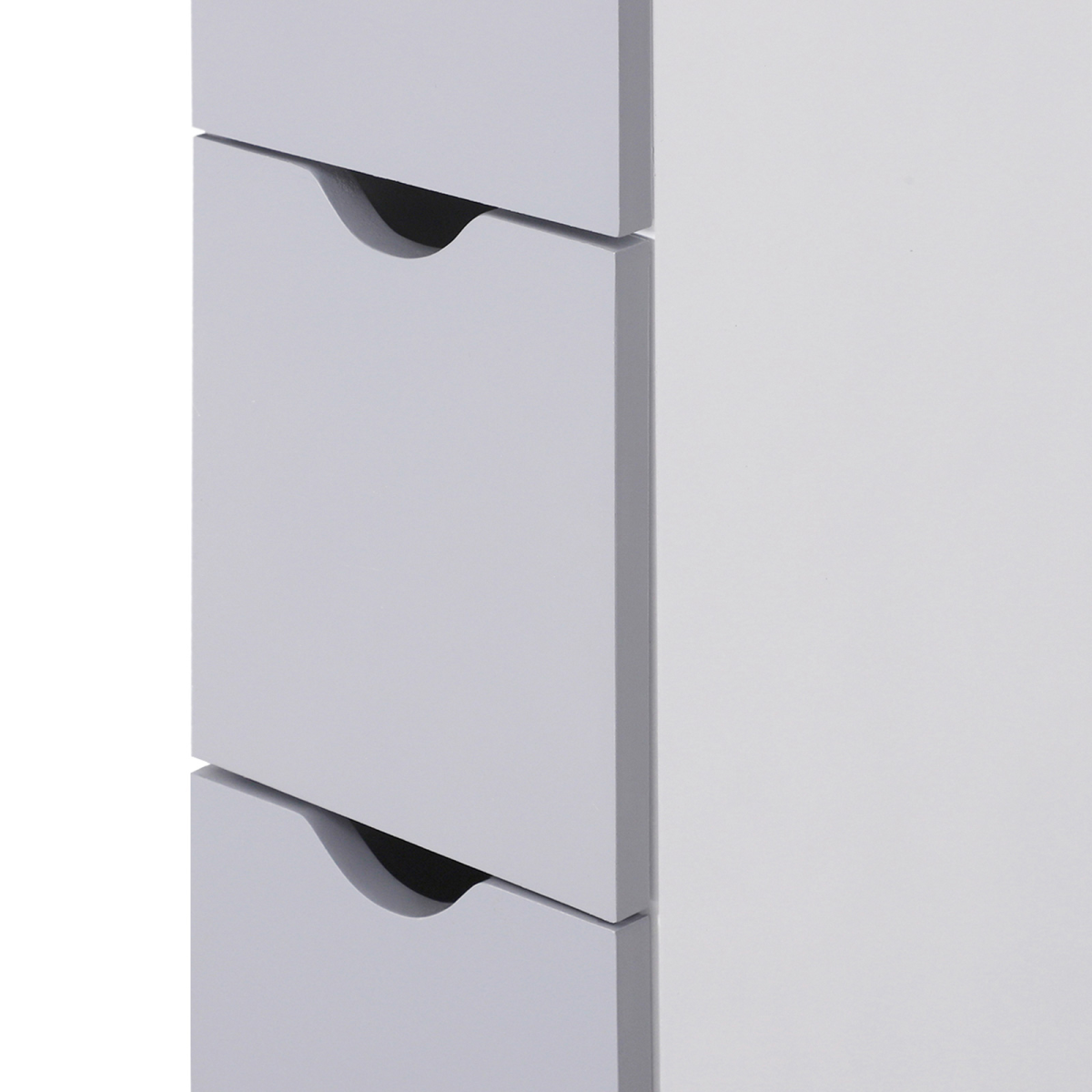 HOMCOM Slim Bathroom Storage Cabinet with 2 Open Shelves and 3 Drawers – Tall Freestanding Unit, White