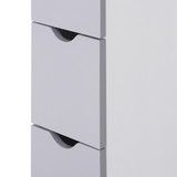 HOMCOM Slim Bathroom Storage Cabinet with 2 Open Shelves and 3 Drawers – Tall Freestanding Unit, White