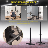 HOMCOM Adjustable Barbell Squat Stand with 12 Height Levels & Non-Slip Feet – Home Gym Weight Rack, 150kg Capacity
