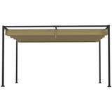 Outsunny 4x3m Metal Pergola Gazebo with Retractable Canopy – Patio Sun Shelter, Khaki