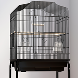PawHut Bird Cage for Budgies, Finches, Canaries & Parakeets with Stand, Wheels & Slide-Out Tray – Black