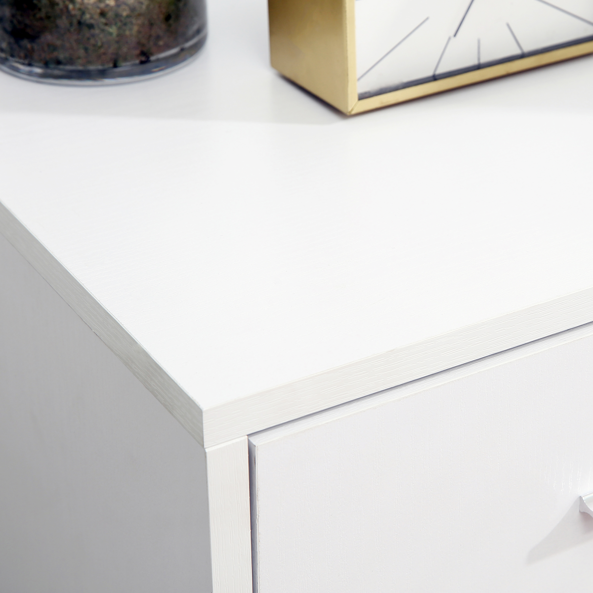 Freestanding Mobile Storage Cabinet with 3 Drawers, 2 Open Shelves & Wheels – Home Office Organiser, White