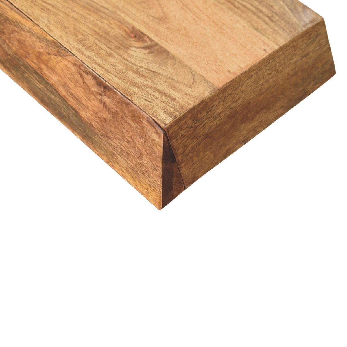 Artisan Furniture Prisma Solid Mango Wood Wall-Mounted Unit with Drawer – Faceted Design, Golden Teak
