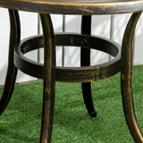 Outsunny 60cm Round Garden Side Table with Hollow Top – Cast Aluminium Frame, Adjustable Feet, Bronze