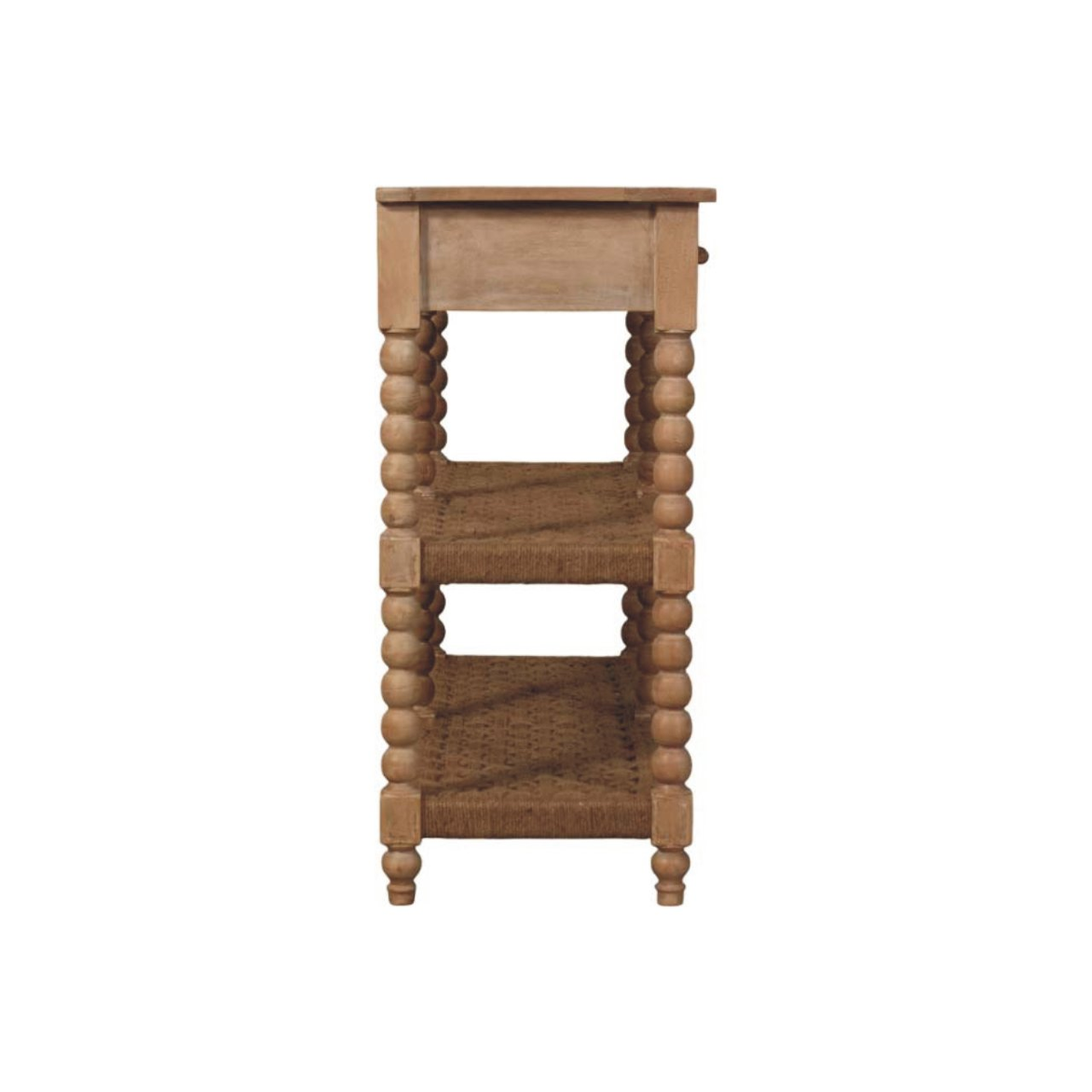 Artisan Furniture Solid Wood Savoy Bobbin Console Table with Jute Shelves & 2 Drawers – Hallway, Beige