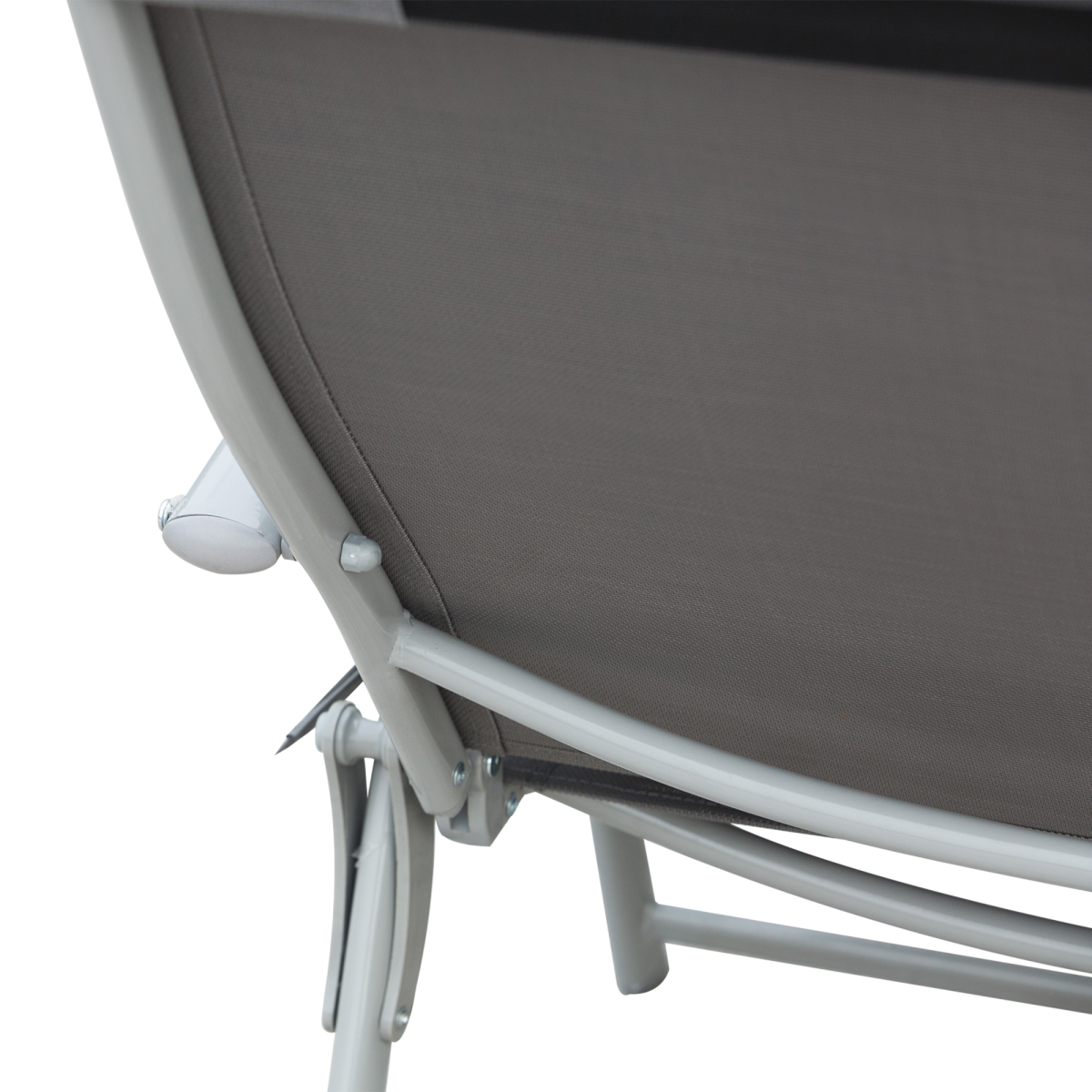 Outsunny Padded Sun Lounger with Pillow, 7-Position Adjustable Backrest & Steel Frame – Foldable Garden Recliner, Grey