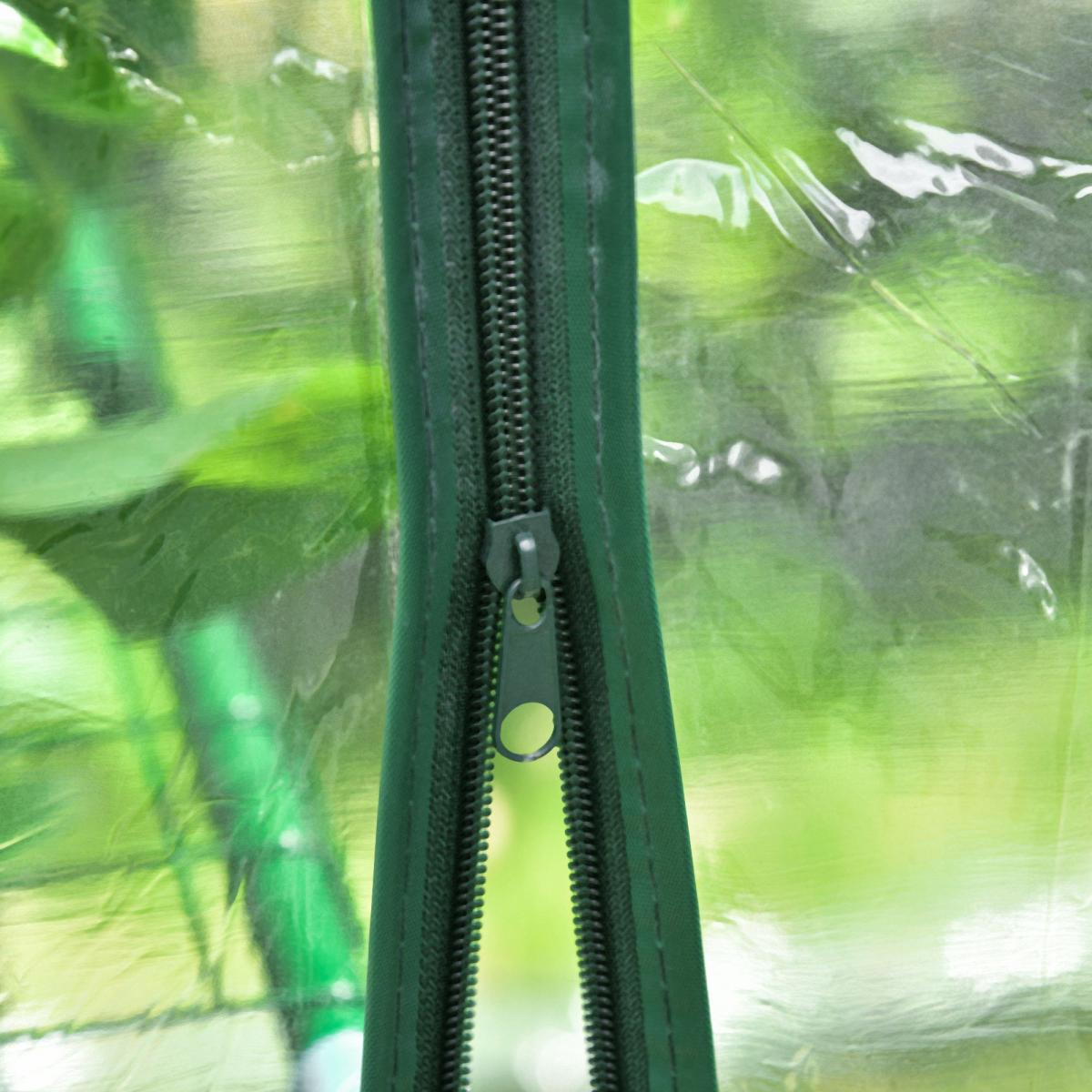 Outsunny Steel Frame Greenhouse with 2 Shelves & 8 Grid Rack – Zippered Roll-Up Door, Clear PVC Cover