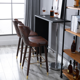 HOMCOM Luxury European Style PU Leather Bar Stools, Set of 2 with Padded Seat & Footrest – Brown